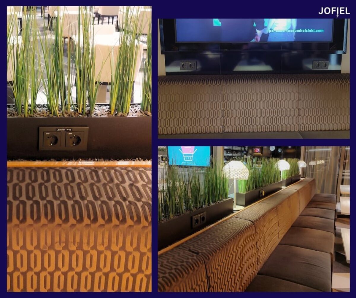 Laeva Business Lounge diivaniplokkidesse paigaldatud toitepistikud